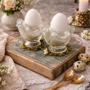 WMF Clear Glass Chicken or Hen Egg Cup Holder.